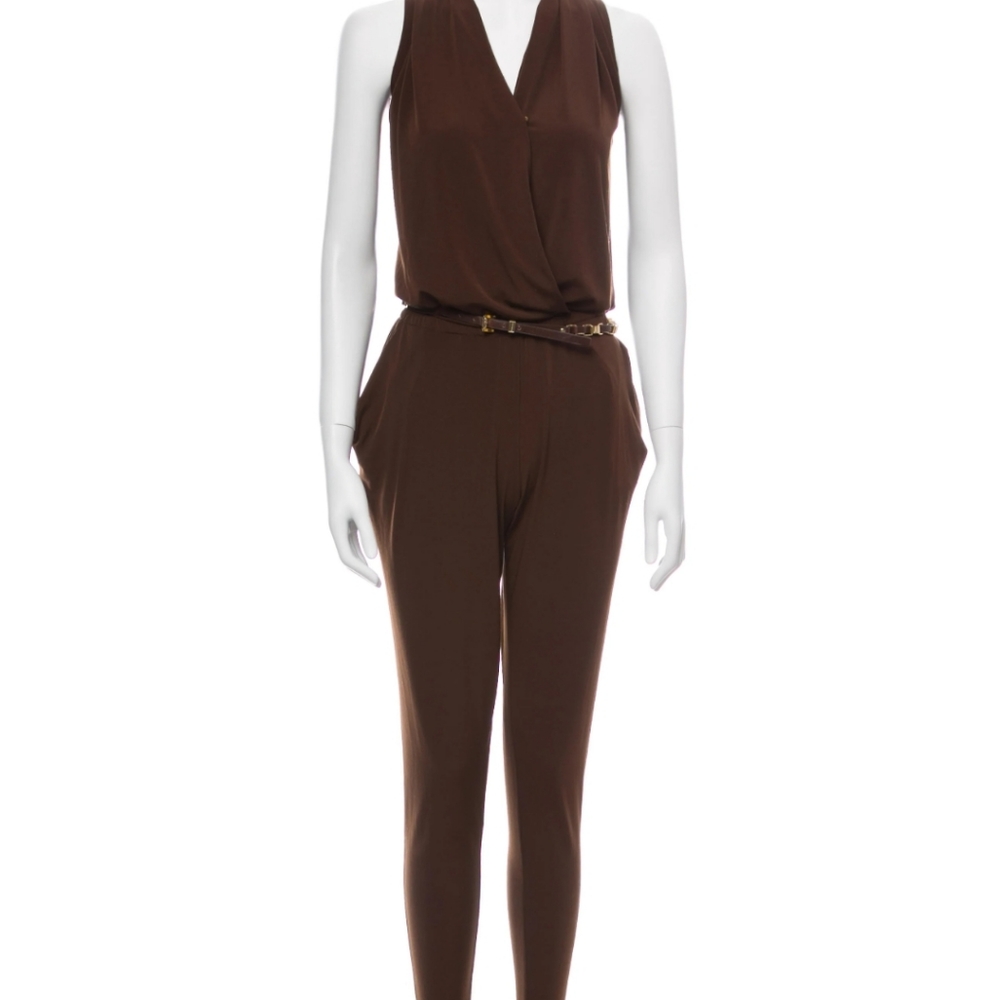 MICHAEL Michael Kors Brown V Neck Jumpsuit